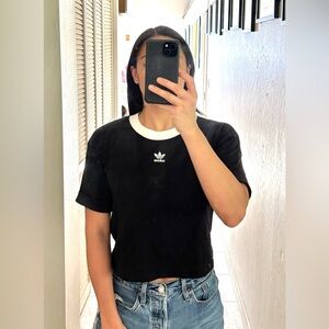 Adidas Black Top with White Trim